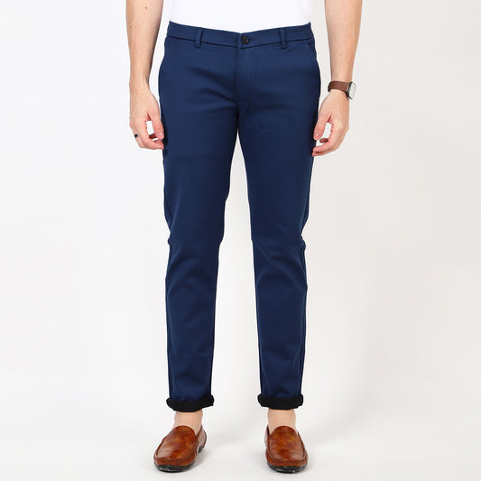 Slim fit flat front chinos__Blue