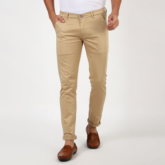 Slim fit flat front chinos_Cream