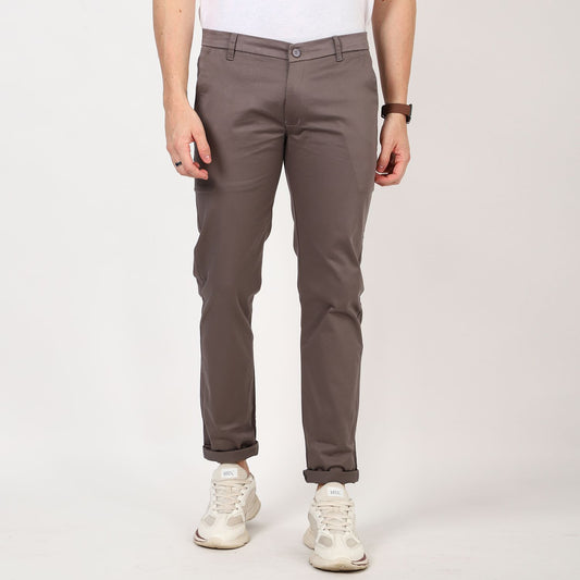 Slim fit flat front chinos__Grey
