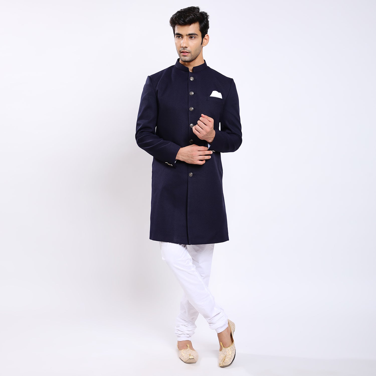 Awadhshree Men’s Royal Blue Indo-Western Suit