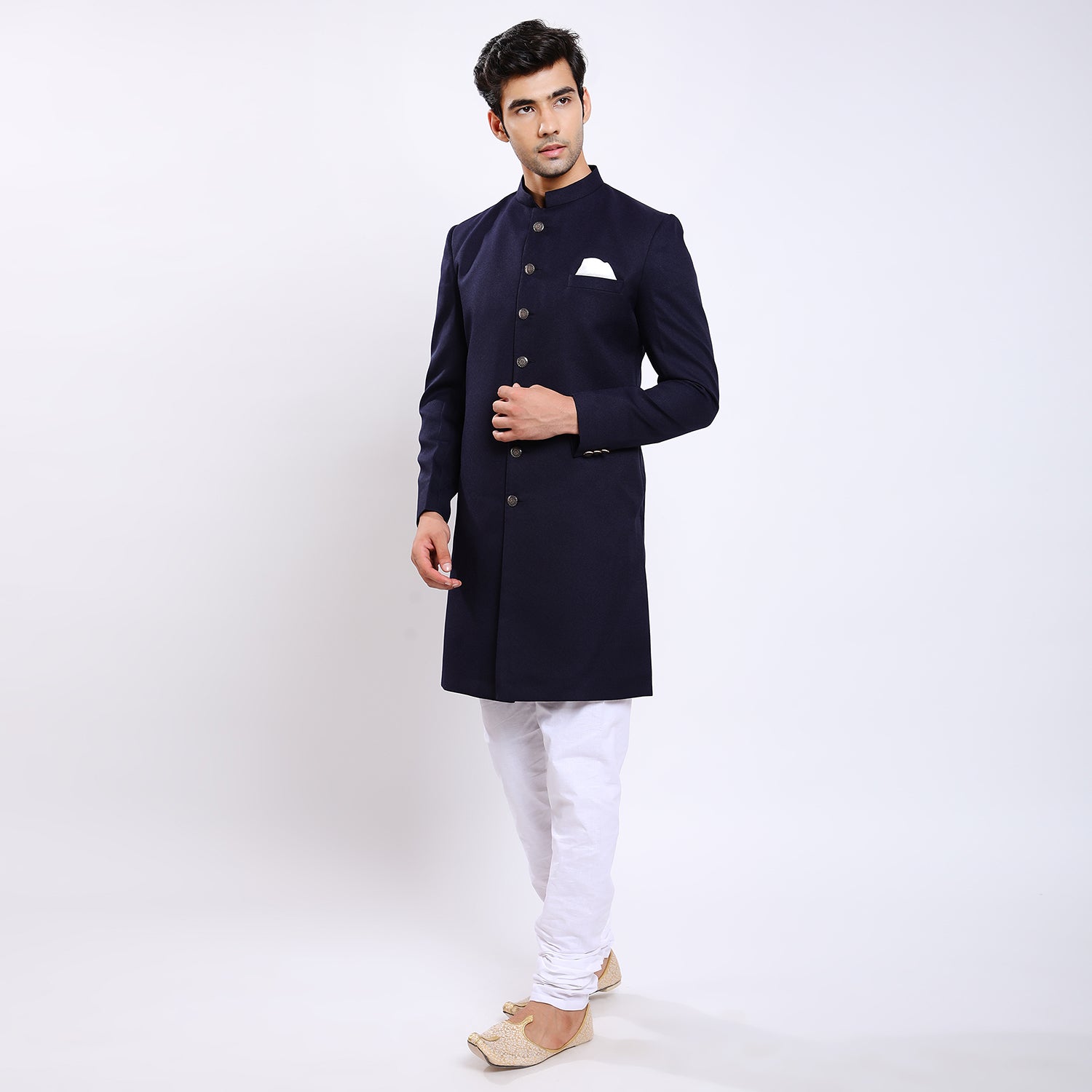 Awadhshree Men’s Royal Blue Indo-Western Suit