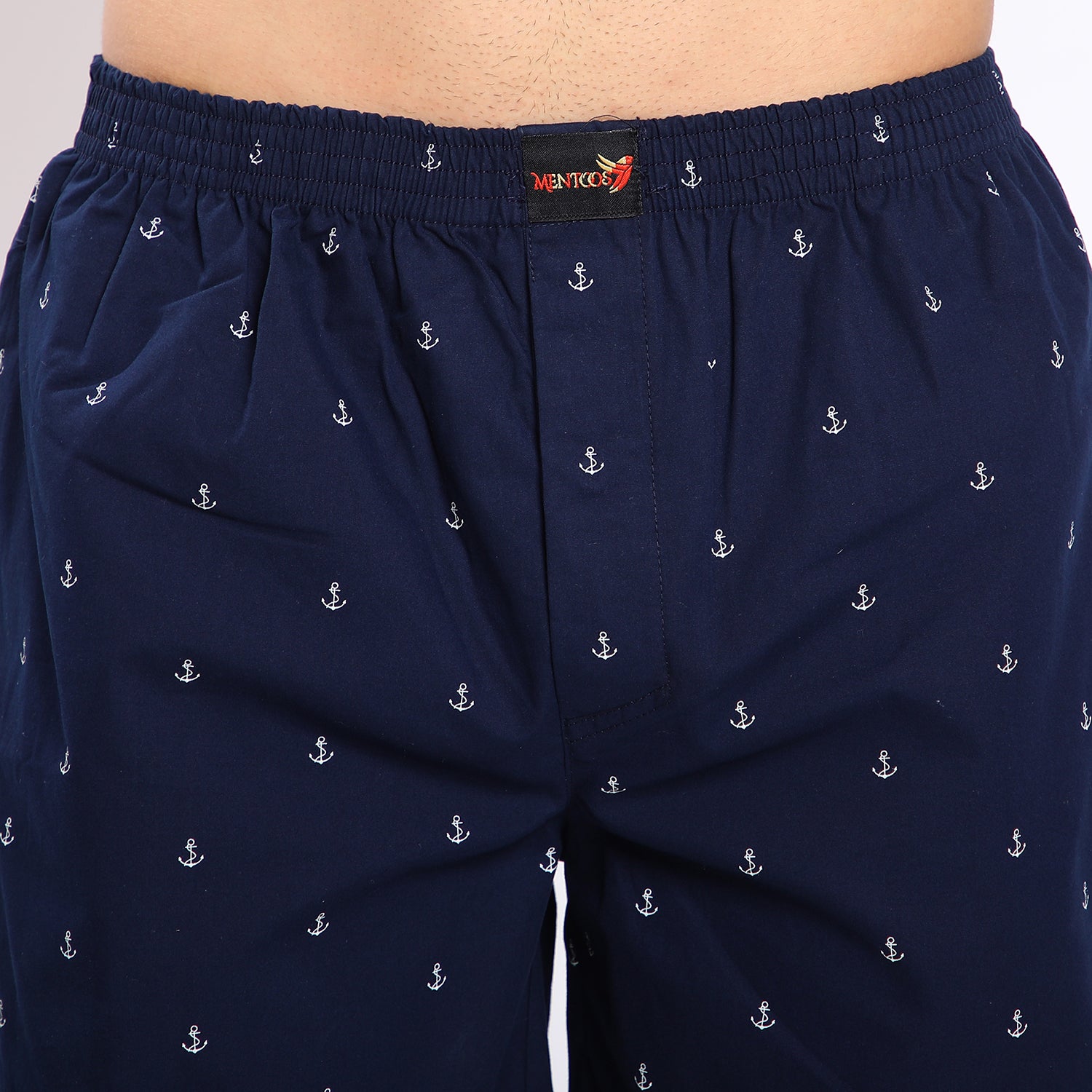 Mentoos Men's Blue Cotton Printed Boxer.