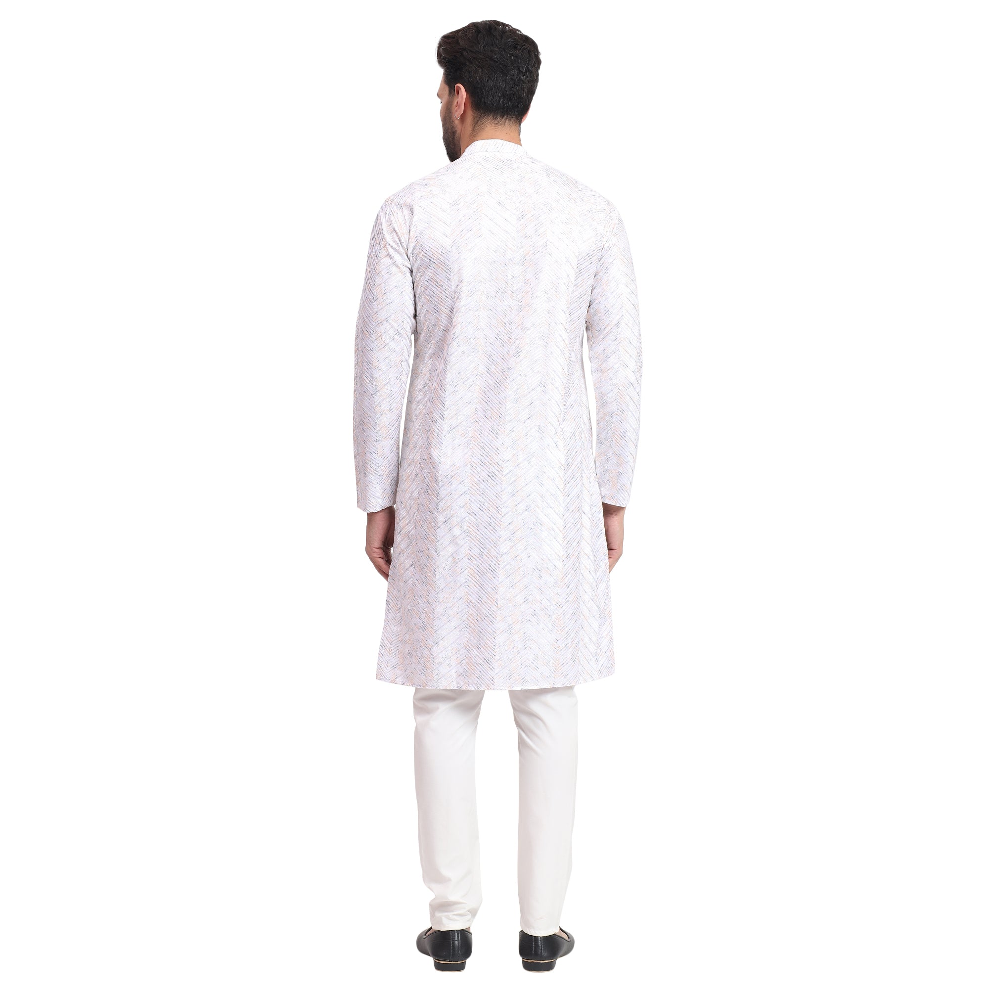 Awadhshree Yellow & White Embroidered Rayon Kurta Pajama - Party & Wedding Wear
