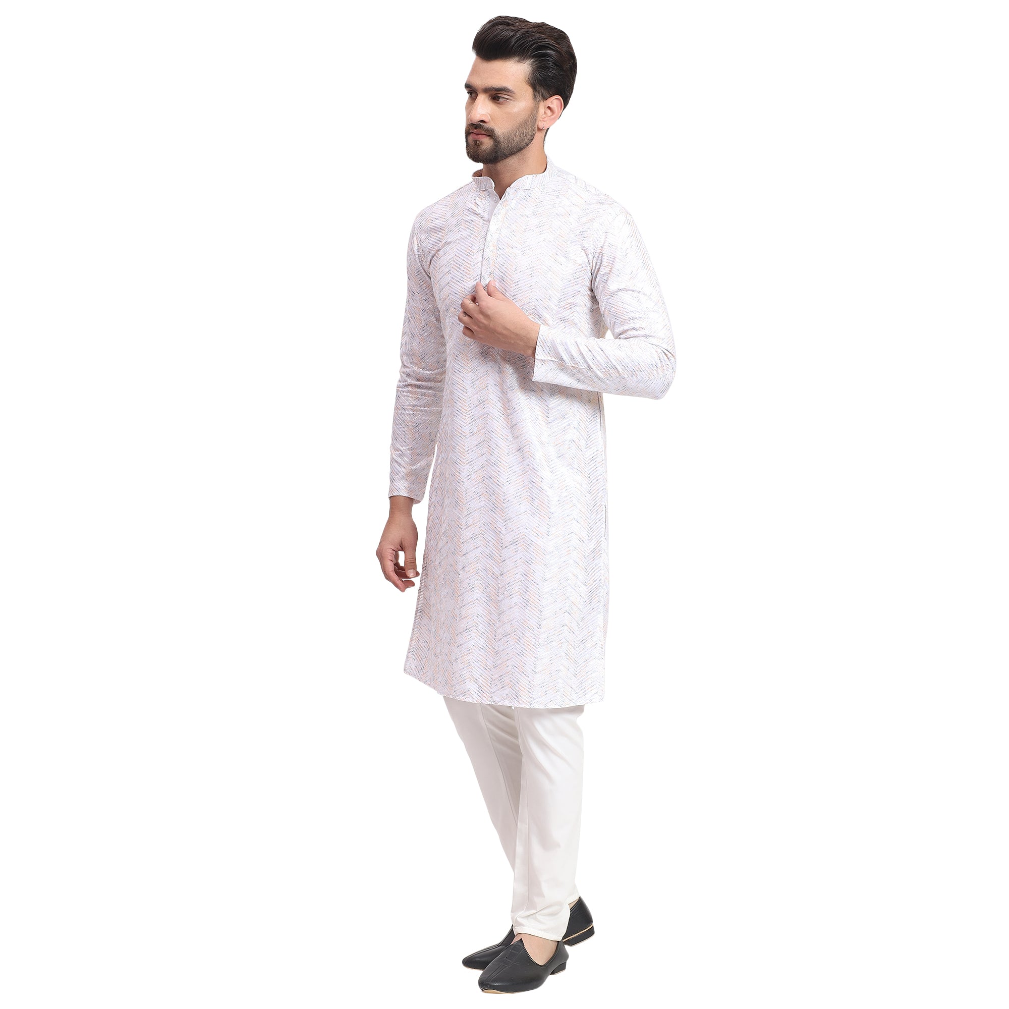 Awadhshree Yellow & White Embroidered Rayon Kurta Pajama - Party & Wedding Wear