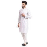 Awadhshree Yellow & White Embroidered Rayon Kurta Pajama - Party & Wedding Wear