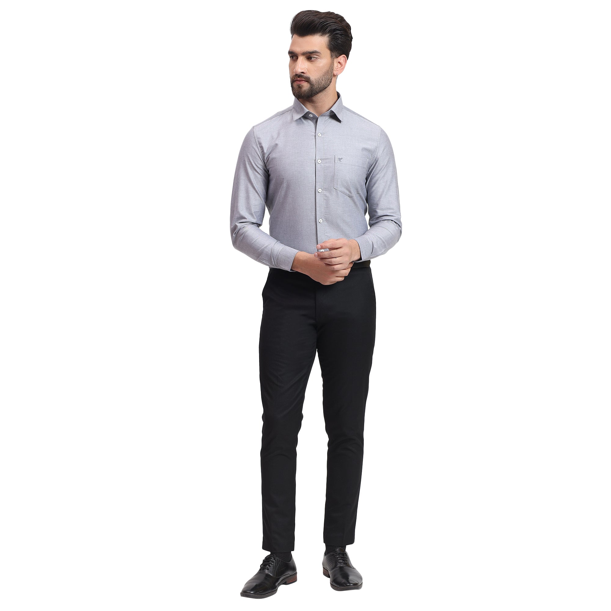 Mentoos Grey Cotton Solid Shirt – Formal & Casual Wear