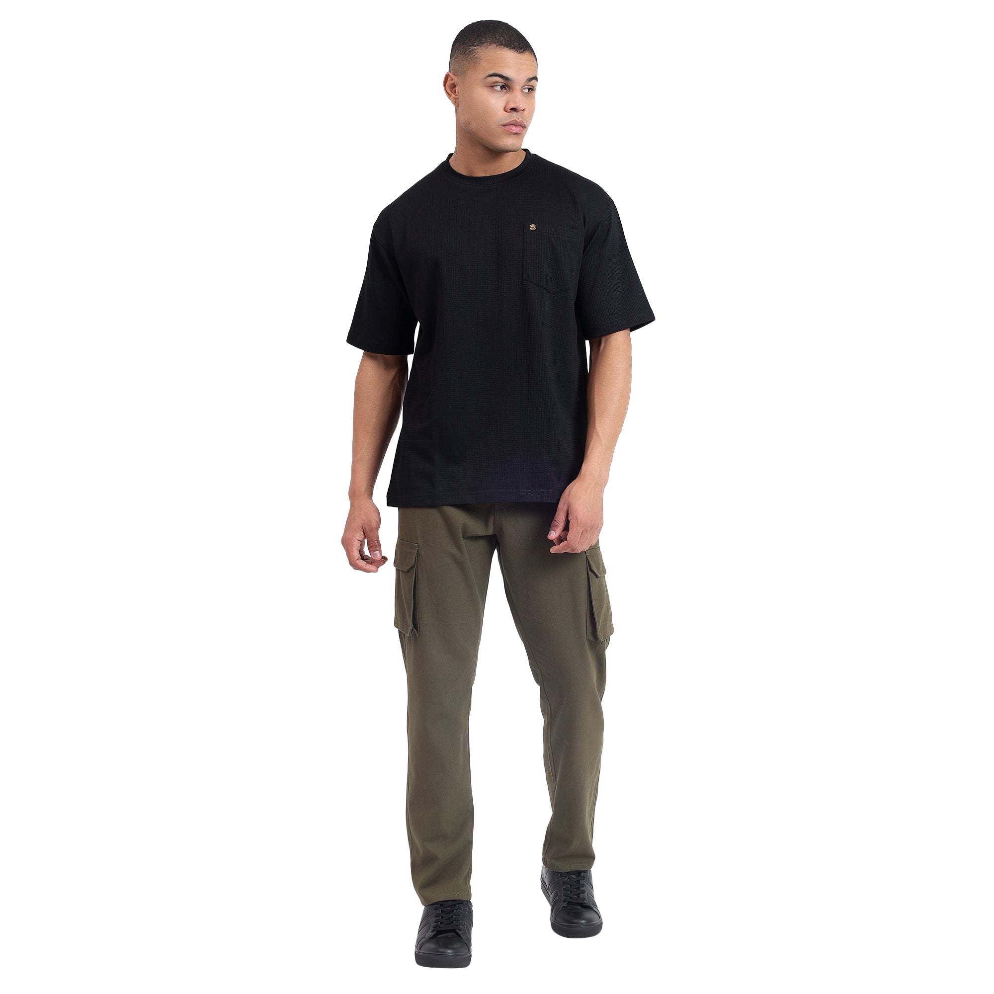 Mentoos Classic Men's Oversized Black Cotton T-Shirts