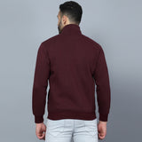 Mentoos Mock Collar Zipper Cotton Sweatshirt Maroon