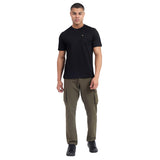 Mentoos Men's Textured Solid Olive Green Regular Fit Cotton T-shirt.