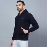 Mentoos Zipper Hoodie with Split Kangaroo Pocket Navy Blue