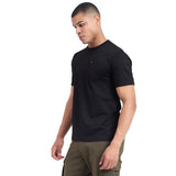 Mentoos Men's Textured Solid Olive Green Regular Fit Cotton T-shirt.