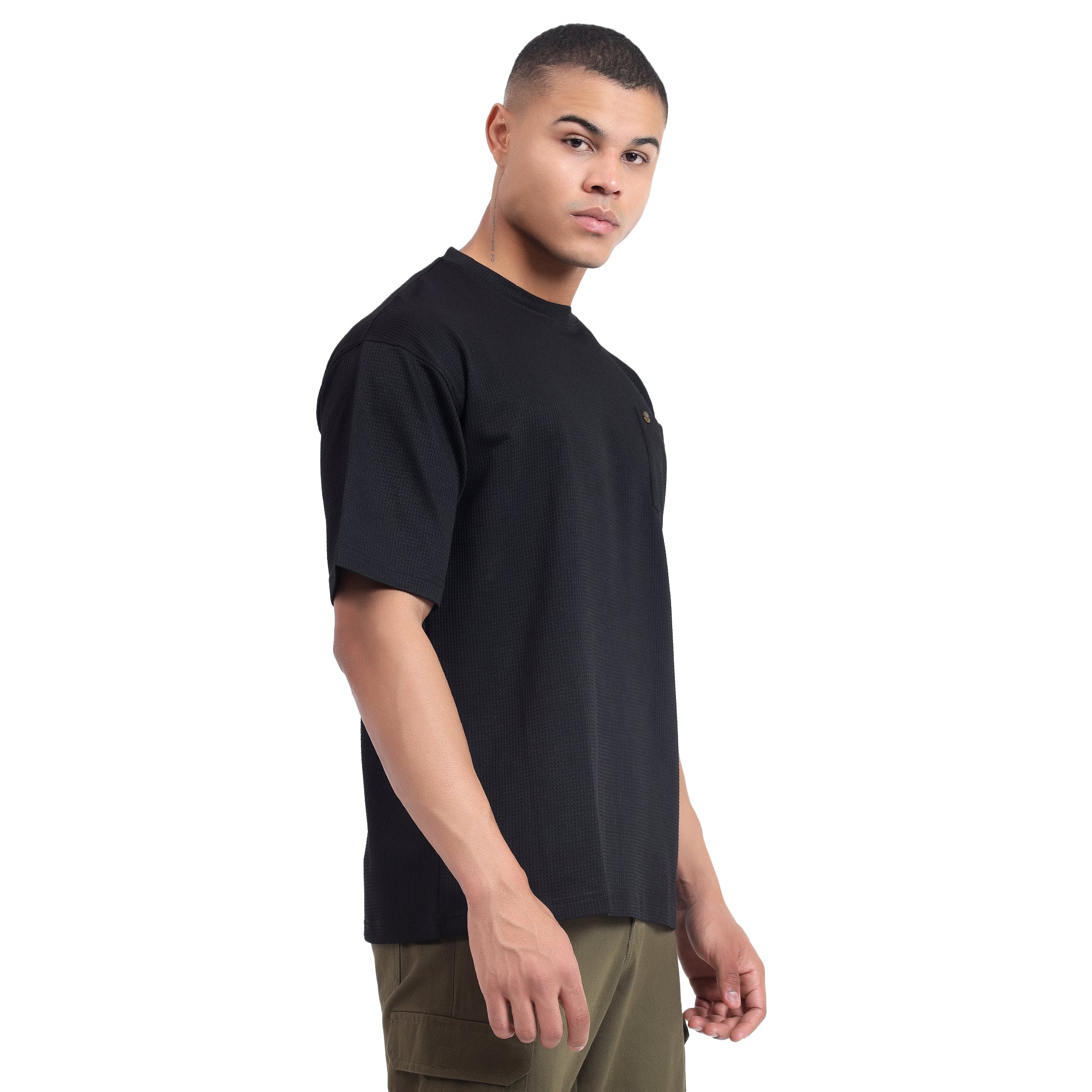 Mentoos Classic Men's Oversized Black Cotton T-Shirts