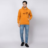Mentoos Embroidered Hoodie with Kangaroo Pocket Mustard
