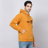 Mentoos Embroidered Hoodie with Kangaroo Pocket Mustard
