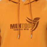 Mentoos Embroidered Hoodie with Kangaroo Pocket Mustard