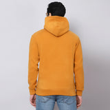 Mentoos Embroidered Hoodie with Kangaroo Pocket Mustard