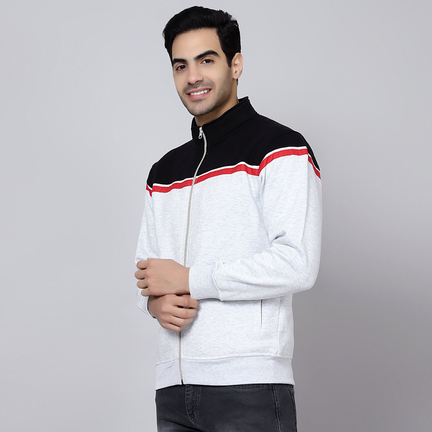 Mentoos Colourblocked Zipper Sweatshirt Black