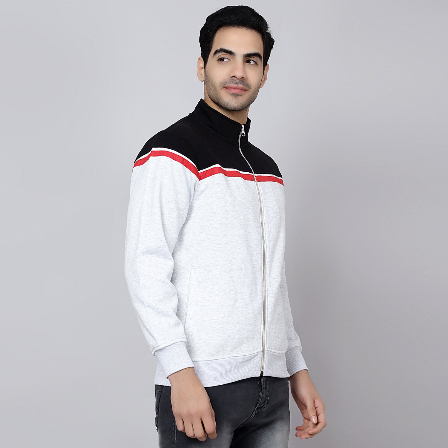 Mentoos Colourblocked Zipper Sweatshirt Black