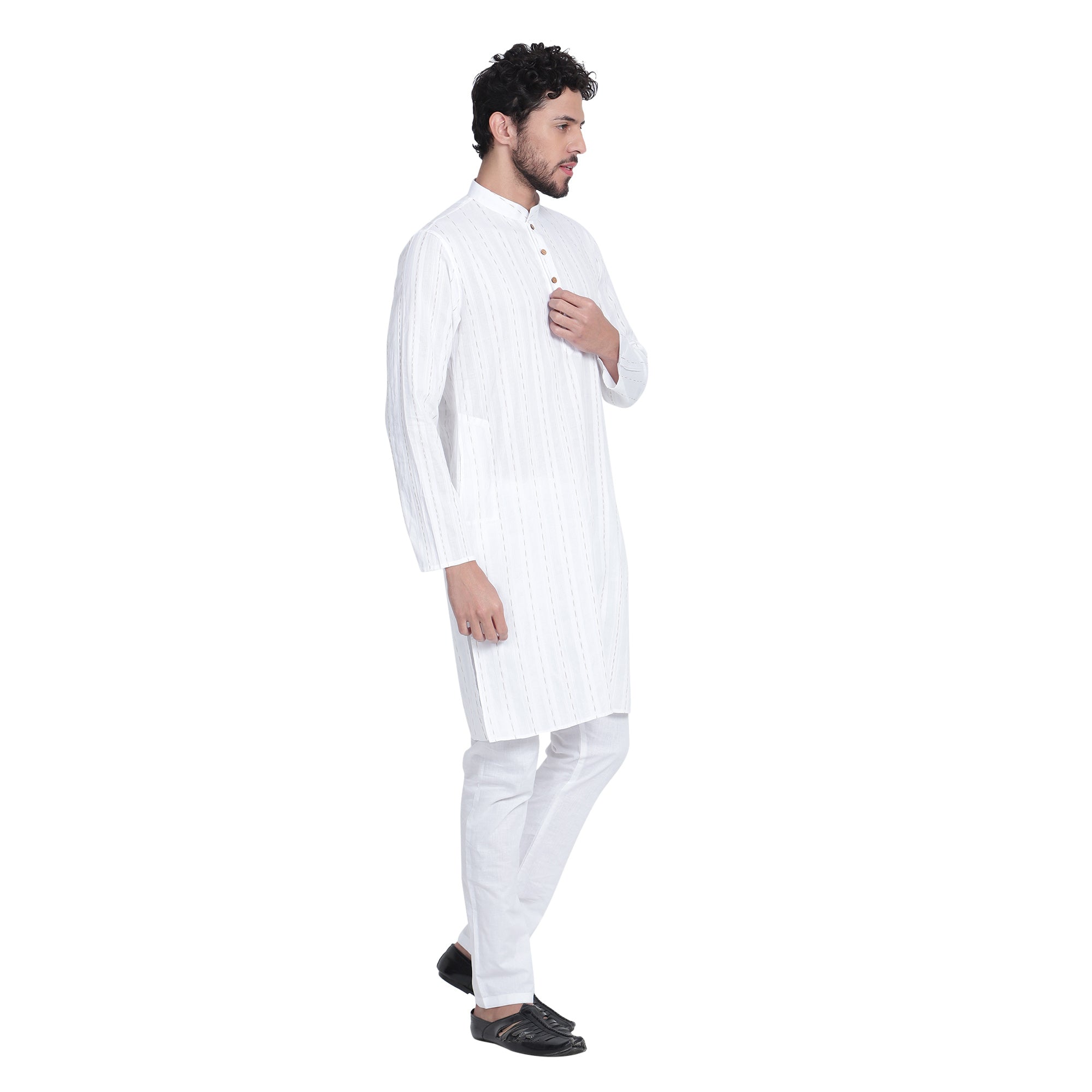 Awadhshree Men's White Cotton Kurta Pajama - Classic Elegance in Comfort