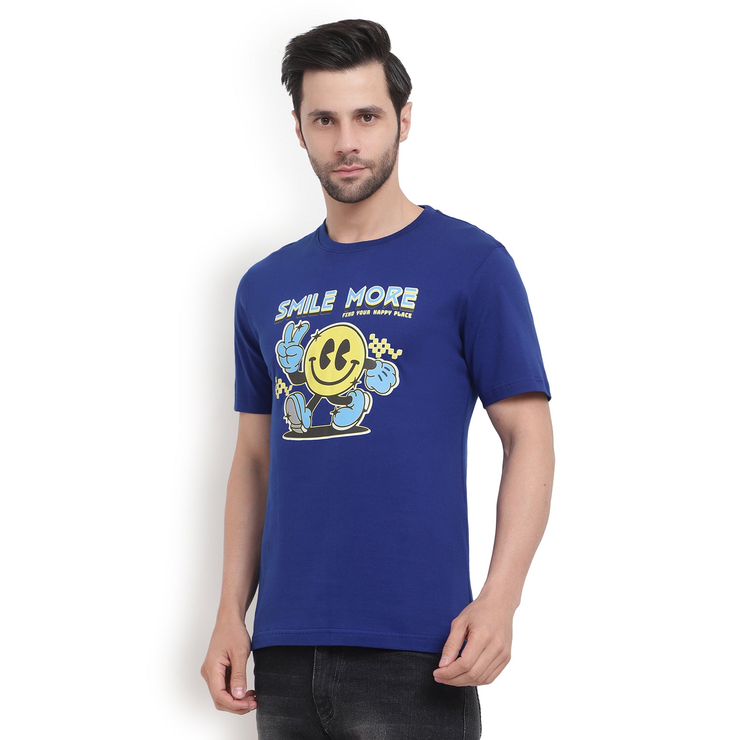 Mentoos Men's Stylish & Comfy Printed T-Shirt - Blue