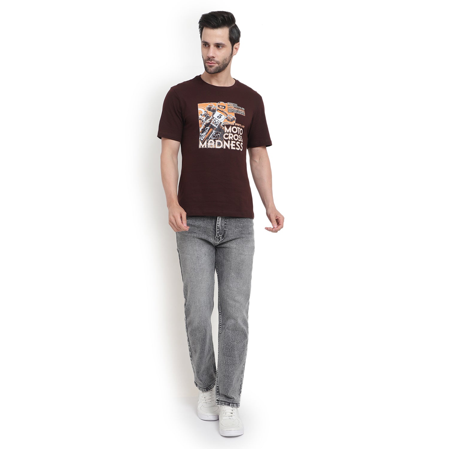 Mentoos Classic Brown Cotton T-Shirt – Ultimate Comfort & Style