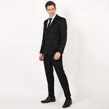 Mentoos Men’s Solid Black Single-Breasted Two-Piece Suit