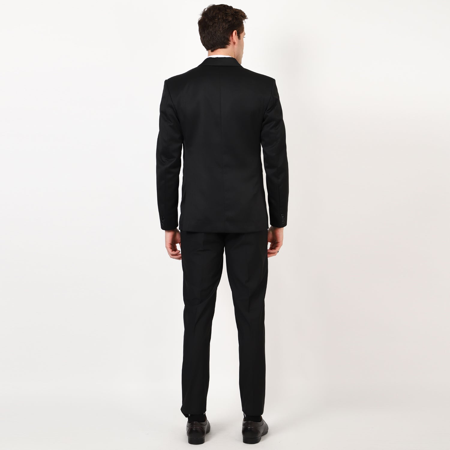 Mentoos Men’s Solid Black Single-Breasted Two-Piece Suit