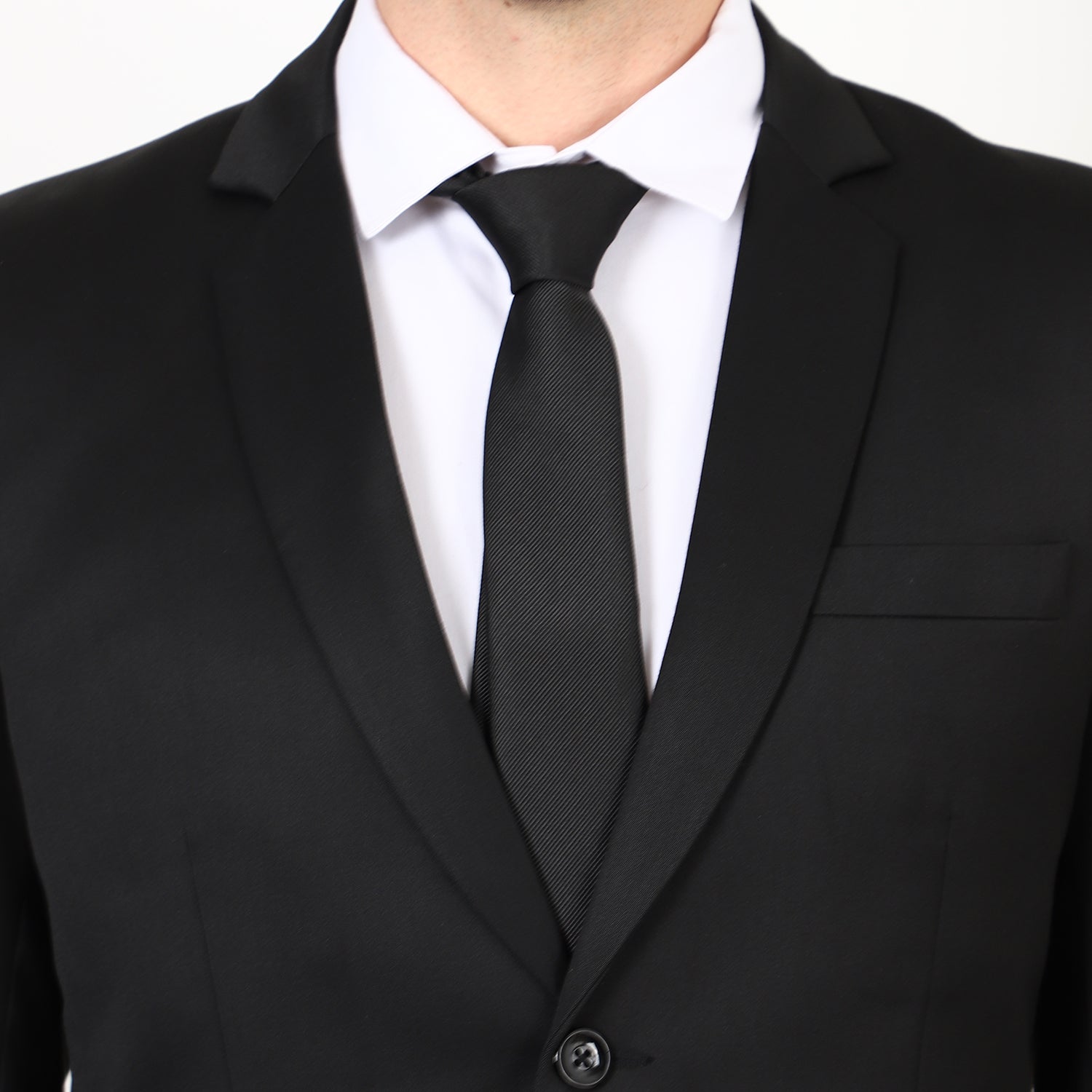Mentoos Men’s Solid Black Single-Breasted Two-Piece Suit
