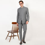 Mentoos Grey Bandhgala Jodhpuri Suits With Pant