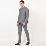 Mentoos Grey Bandhgala Jodhpuri Suits With Pant
