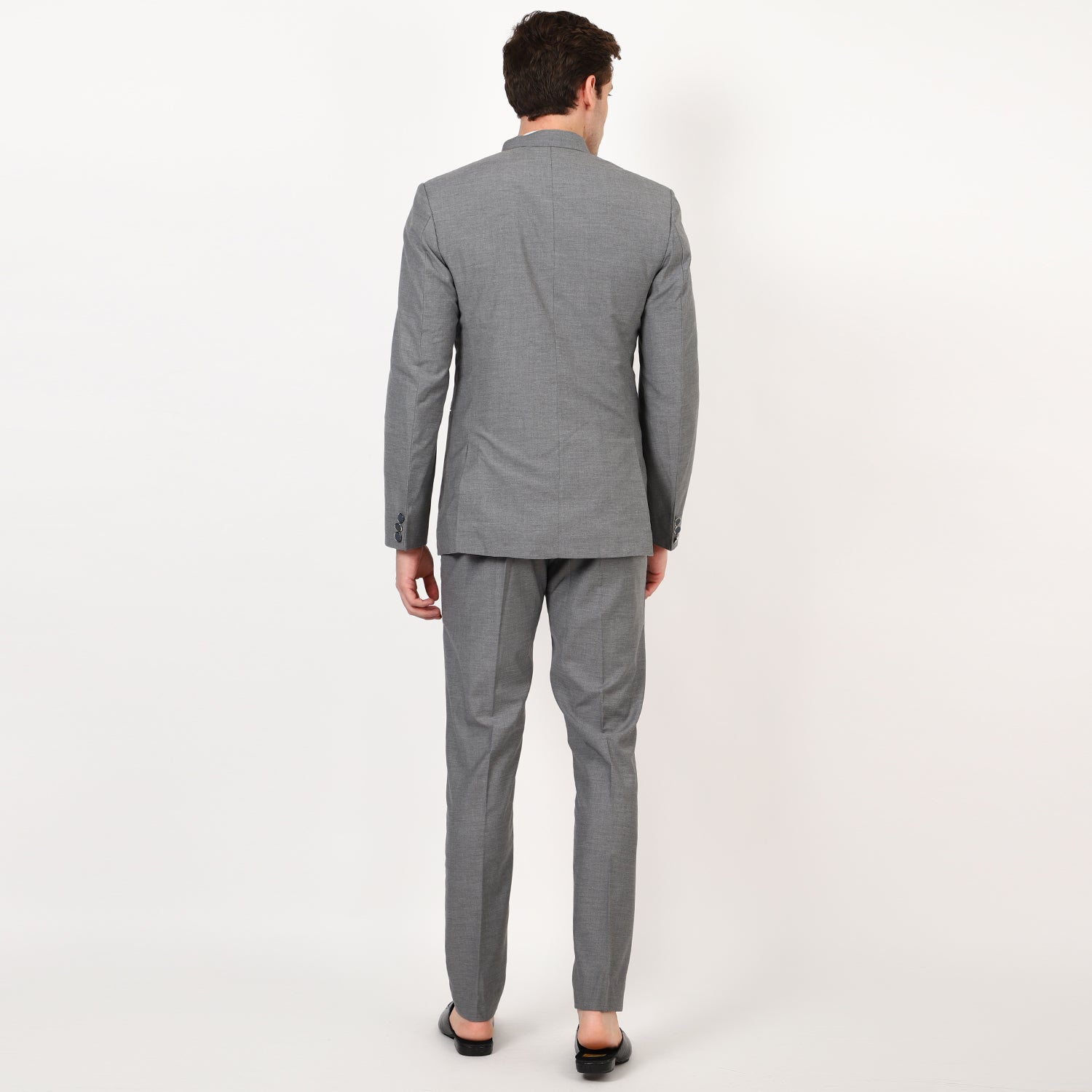 Mentoos Grey Bandhgala Jodhpuri Suits With Pant