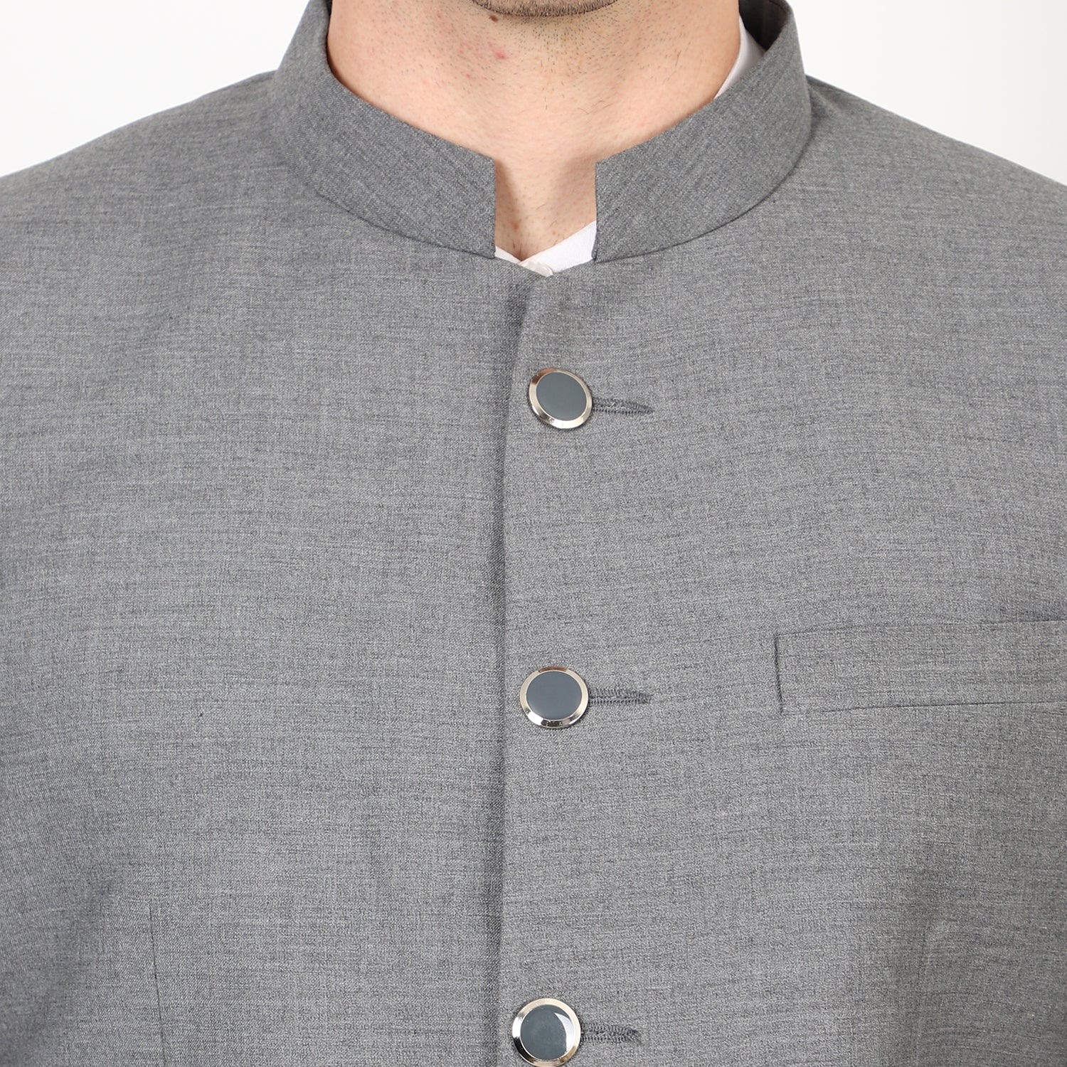 Mentoos Grey Bandhgala Jodhpuri Suits With Pant