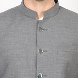 Mentoos Grey Bandhgala Jodhpuri Suits With Pant