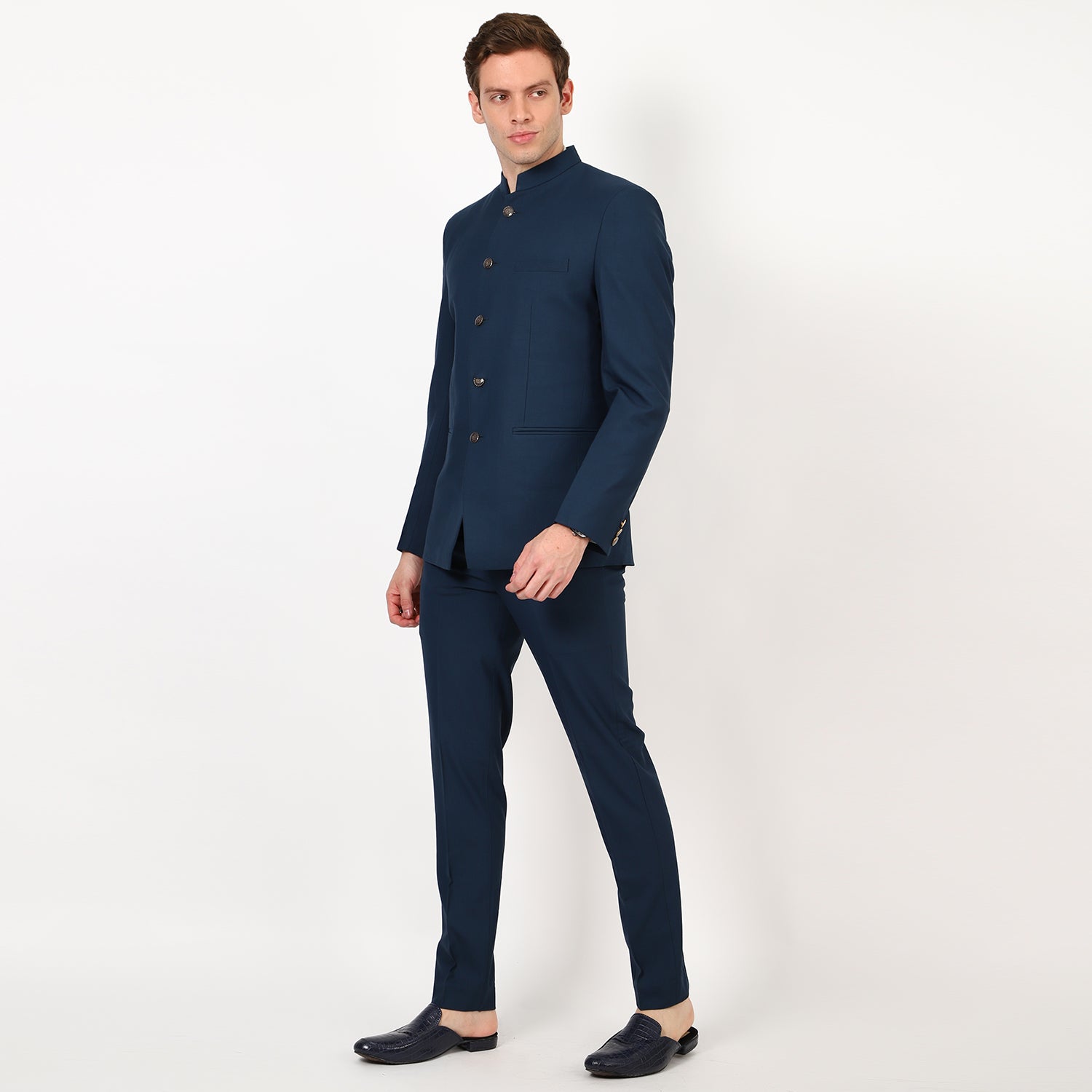 Awadhshree Rama Blue Jodhpuri  Bandgala Suit.