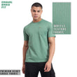 Mentoos Men's Textured Solid Olive Green Regular Fit Cotton T-shirt.