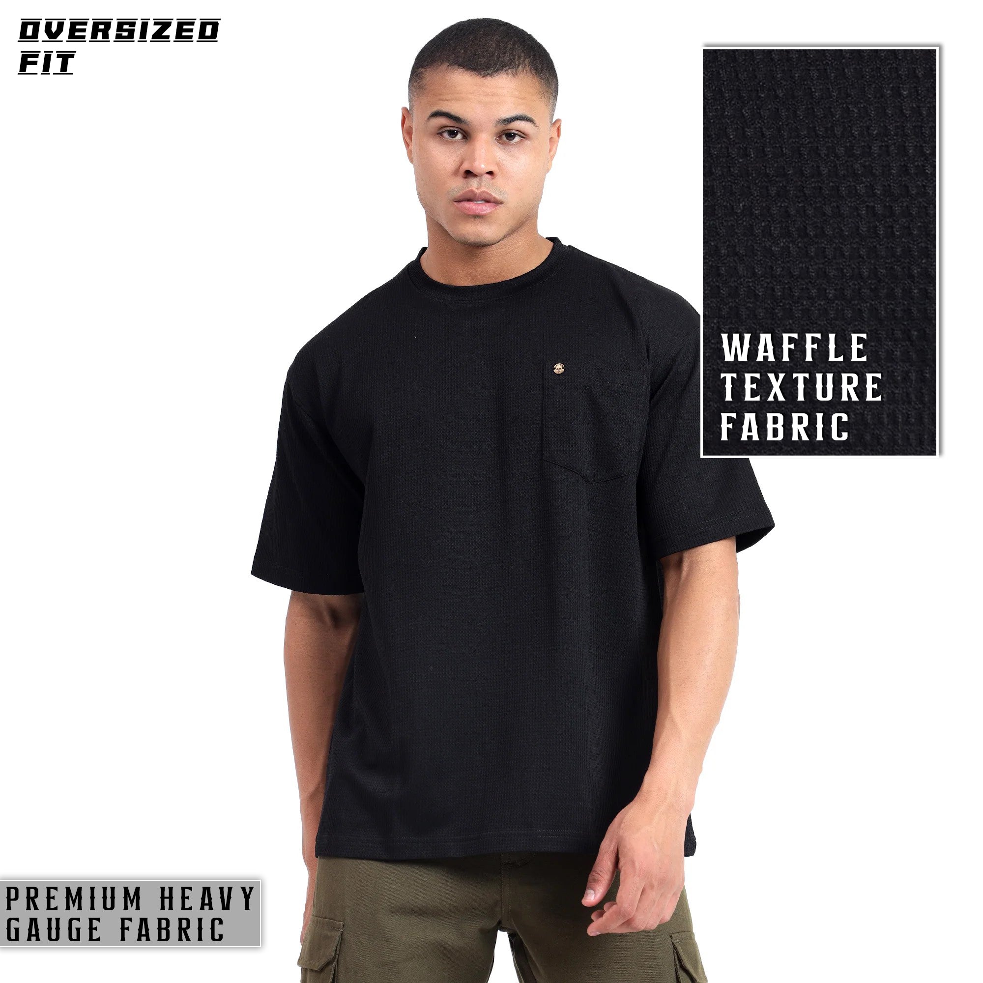 Mentoos Classic Men's Oversized Black Cotton T-Shirts