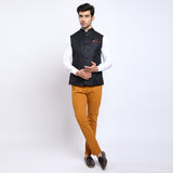 Awadhshree Men's Black Terry Rayon Nehru Jacket