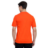 Mentoos Men's Orange Cotton Printed Round Neck Half Sleeves T-Shirt