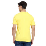 Mentoos Men's Yellow Cotton Printed Round Neck Half Sleeves T-Shirt.