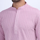 Awadhshree Lilac Embroidered Kurta with Pajama