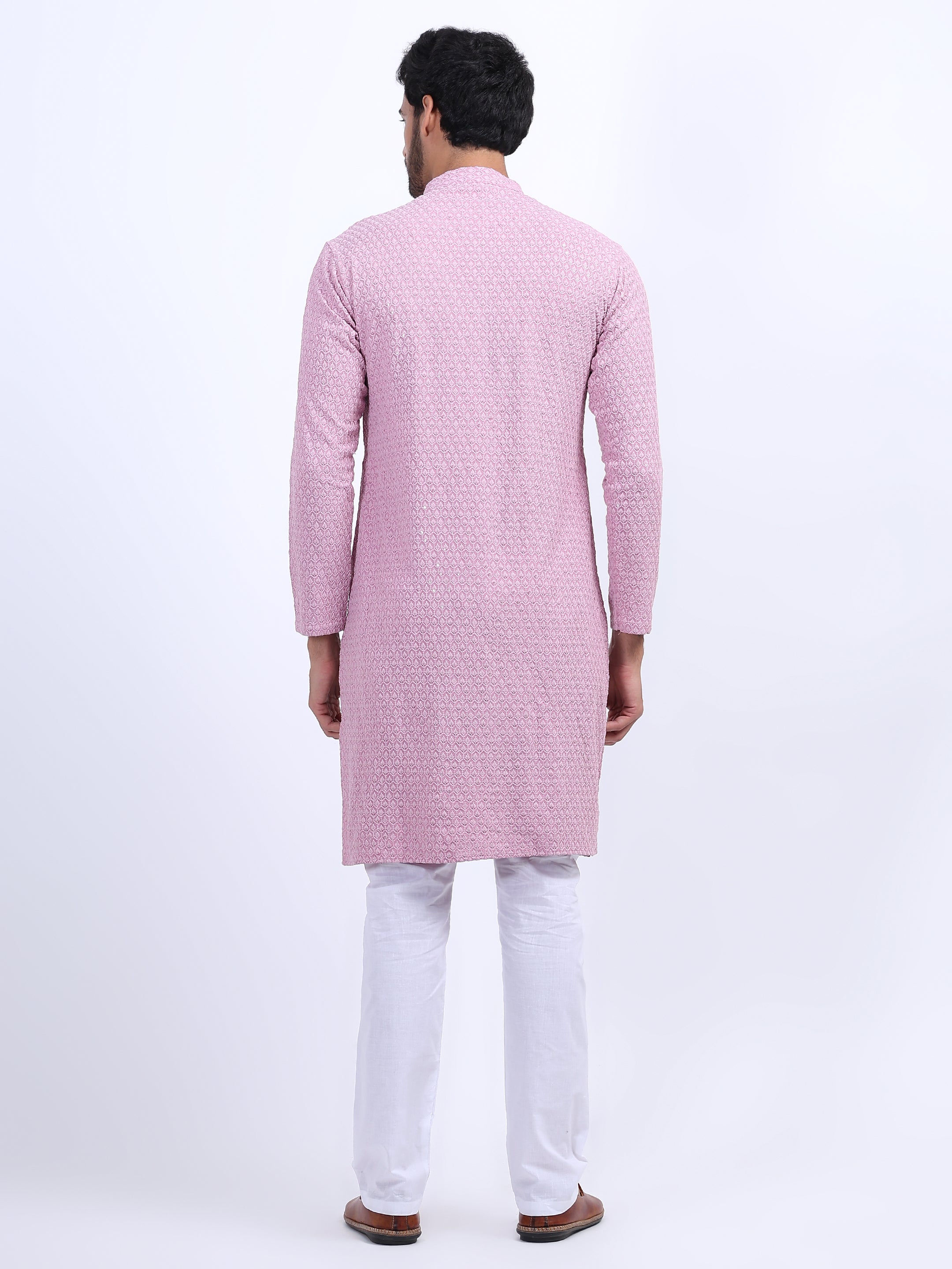 Awadhshree Lilac Embroidered Kurta with Pajama