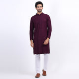 Awadhshree Wine Embroidered Kurta with Pajama
