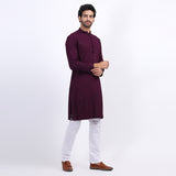 Awadhshree Wine Embroidered Kurta with Pajama