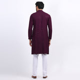 Awadhshree Wine Embroidered Kurta with Pajama
