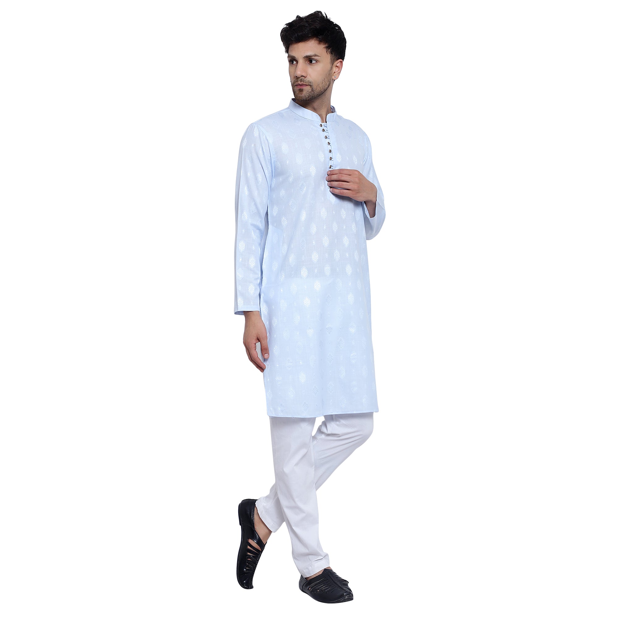 Awadhshree Men's Light Blue Cotton Blend Kurta Pajama Set - Elegant Ethnic Wear for All Occasions