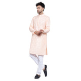 Awadhshree Men's Peach Cotton Blend Kurta Pajama Set - Elegant Ethnic Wear For All Occasions