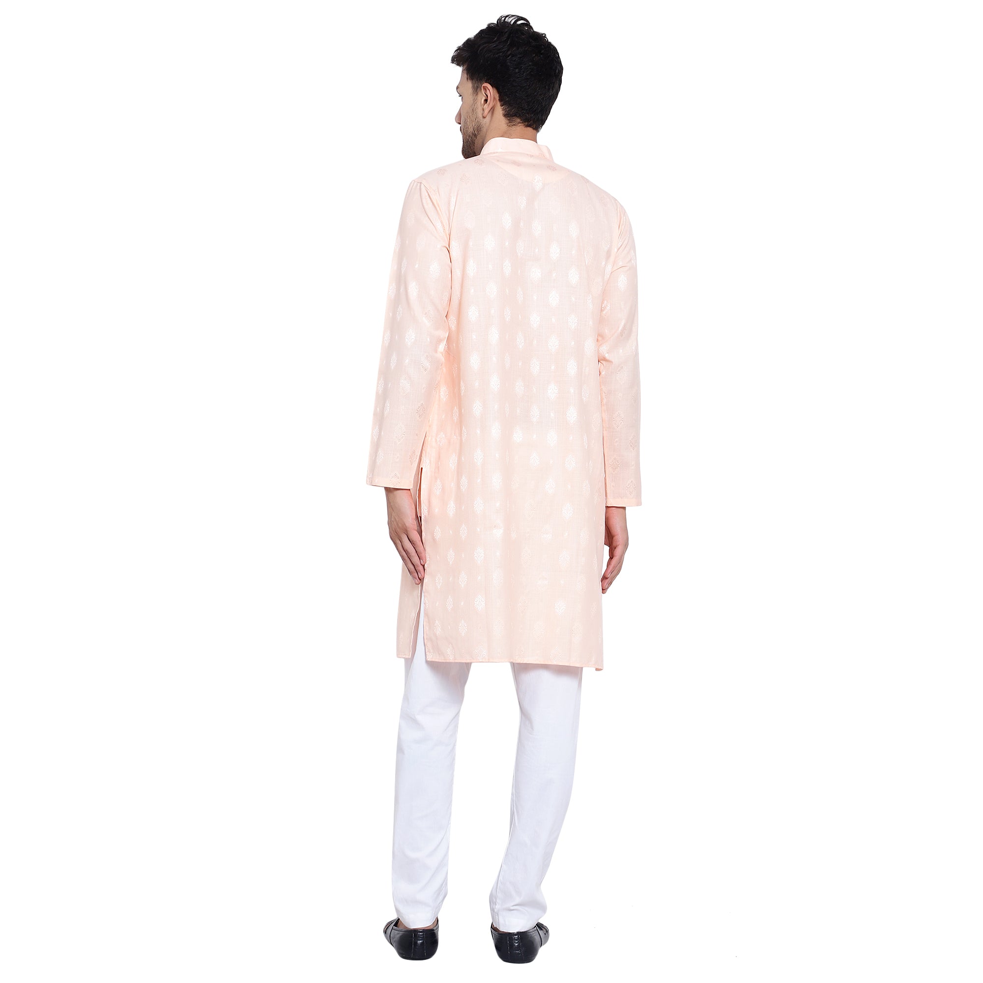 Awadhshree Men's Peach Cotton Blend Kurta Pajama Set - Elegant Ethnic Wear For All Occasions