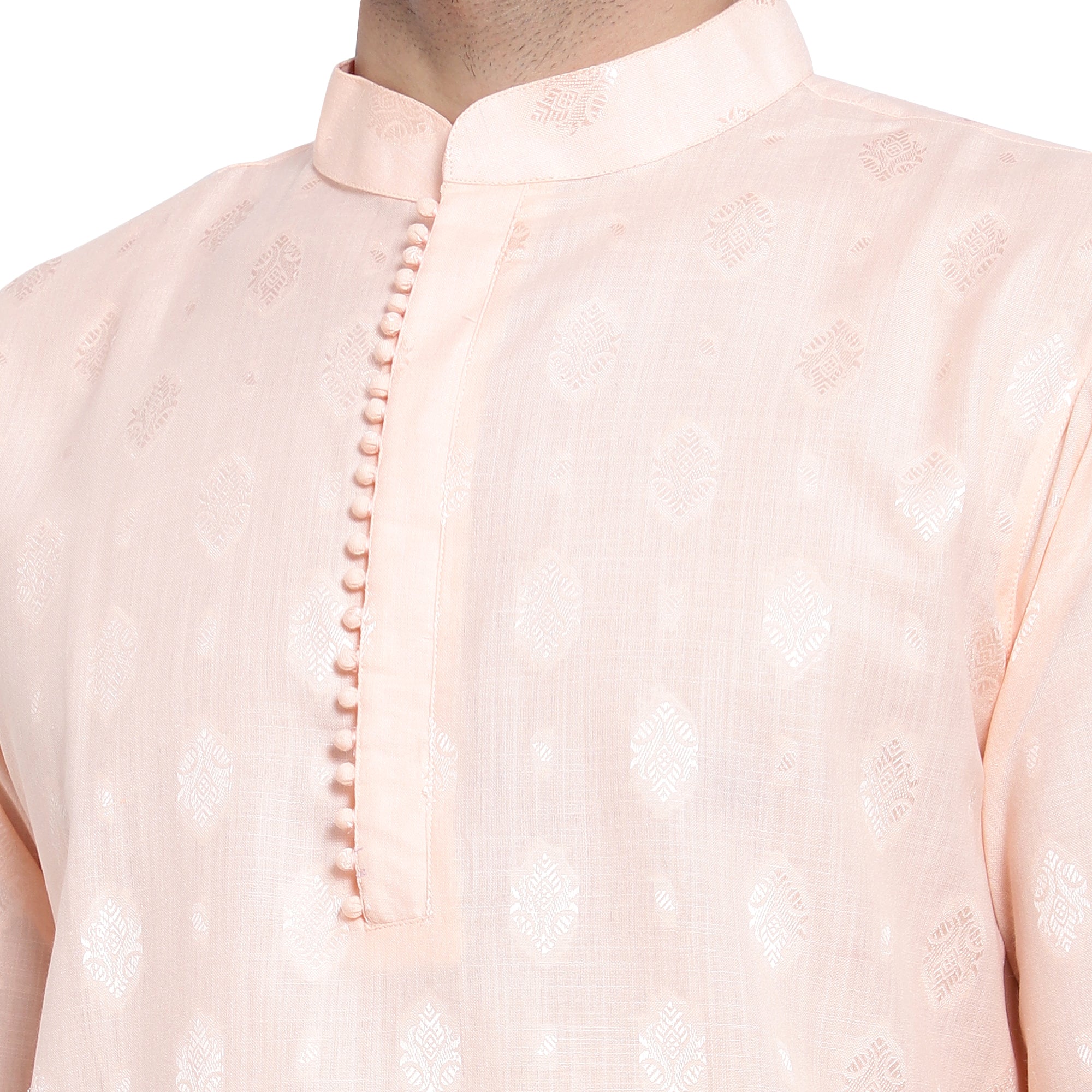 Awadhshree Men's Peach Cotton Blend Kurta Pajama Set - Elegant Ethnic Wear For All Occasions