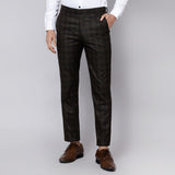 Checkered  slim fit trousers Brown