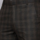 Checkered  slim fit trousers Brown